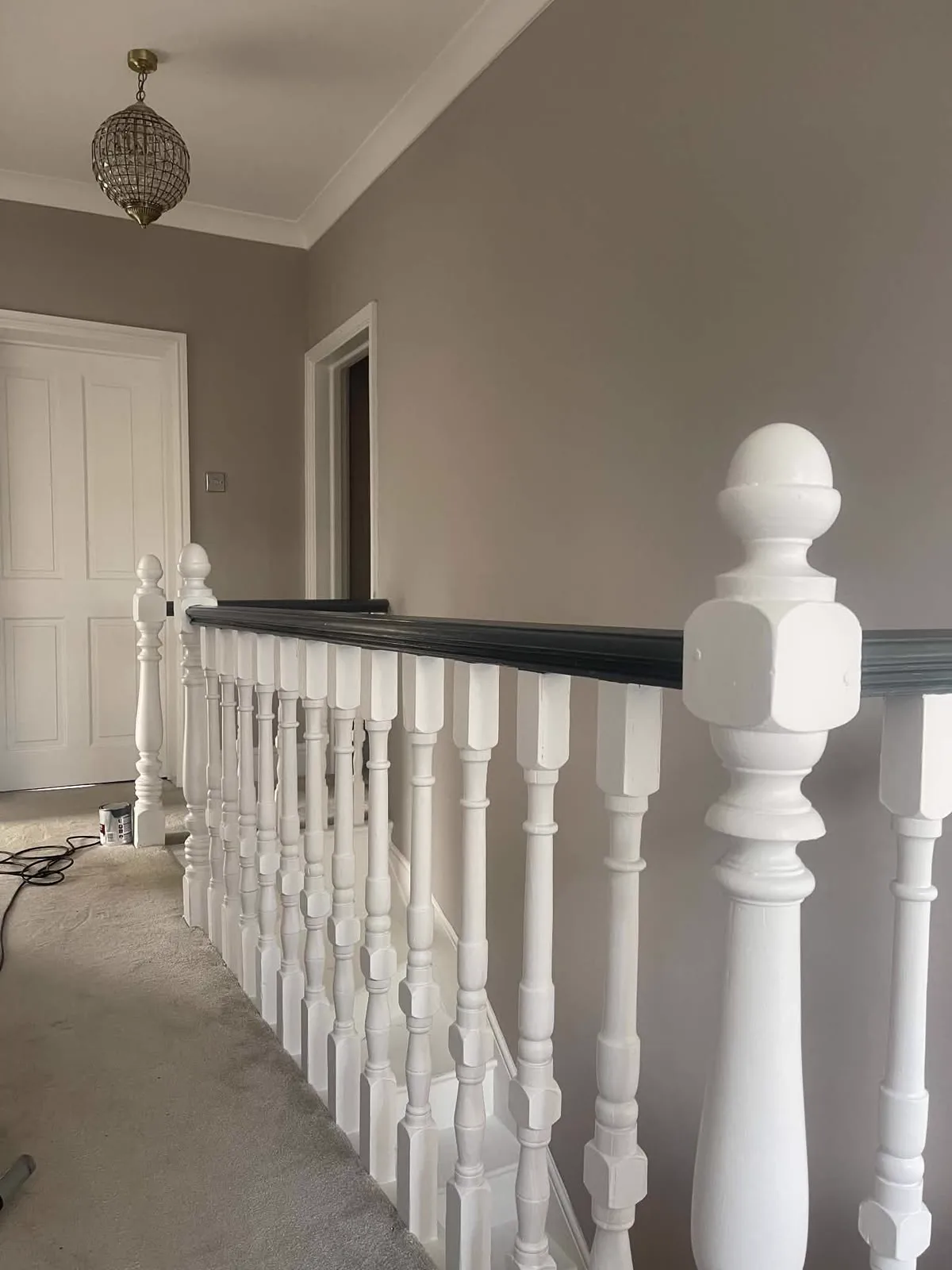 Staircase balustrade refinished