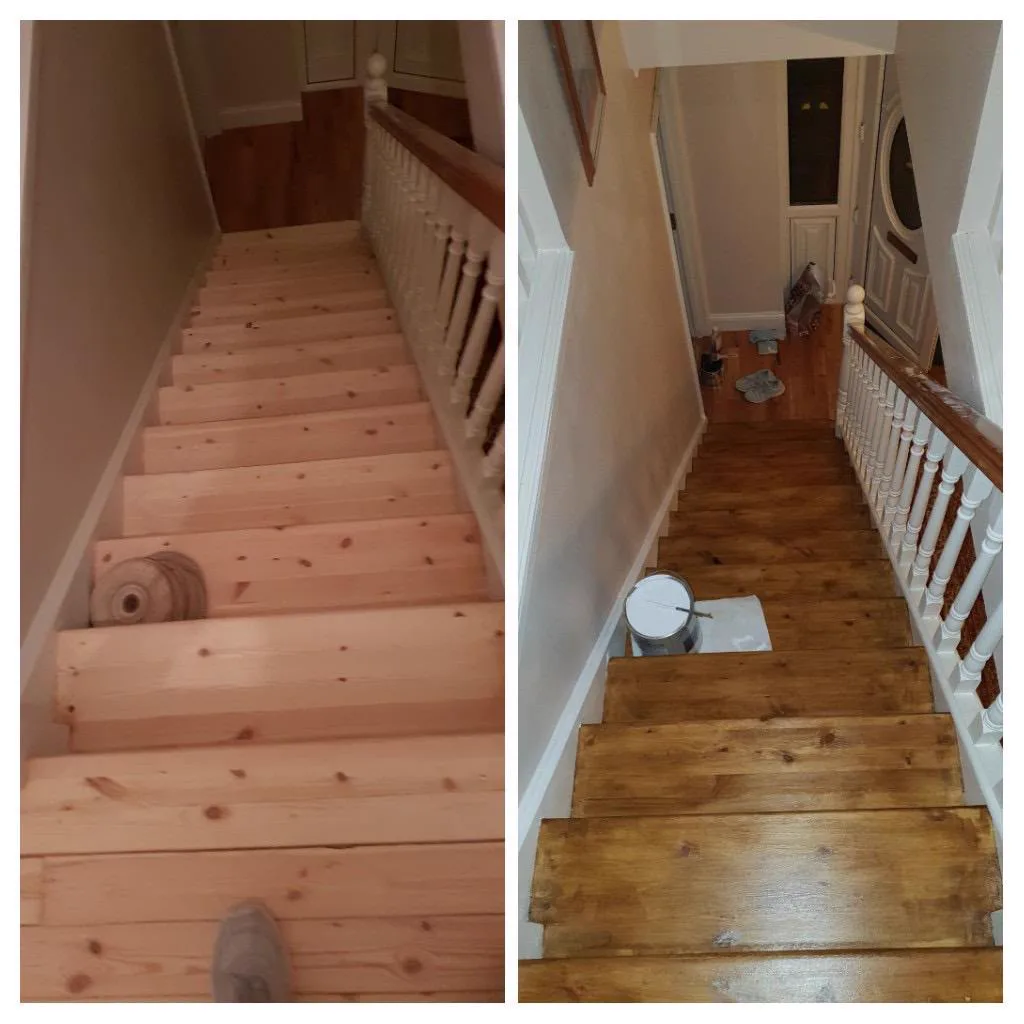 Staircase before and after renovation